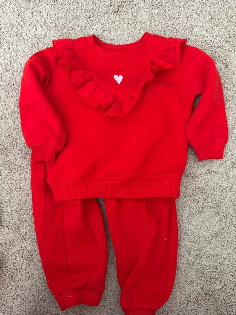 Cat & Jack Red Ruffle Heart Sweatshirt and Joggers